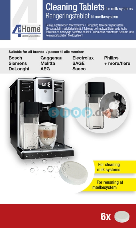 Rengøringstabletter, mælkesystem til kaffemaskiner
